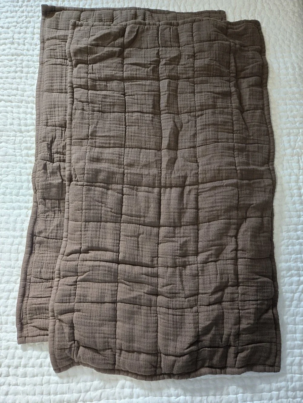 NWOT Quince Organic Cotton Gauze Box Quilt Sham Set KING Chocolate Brown Quilted